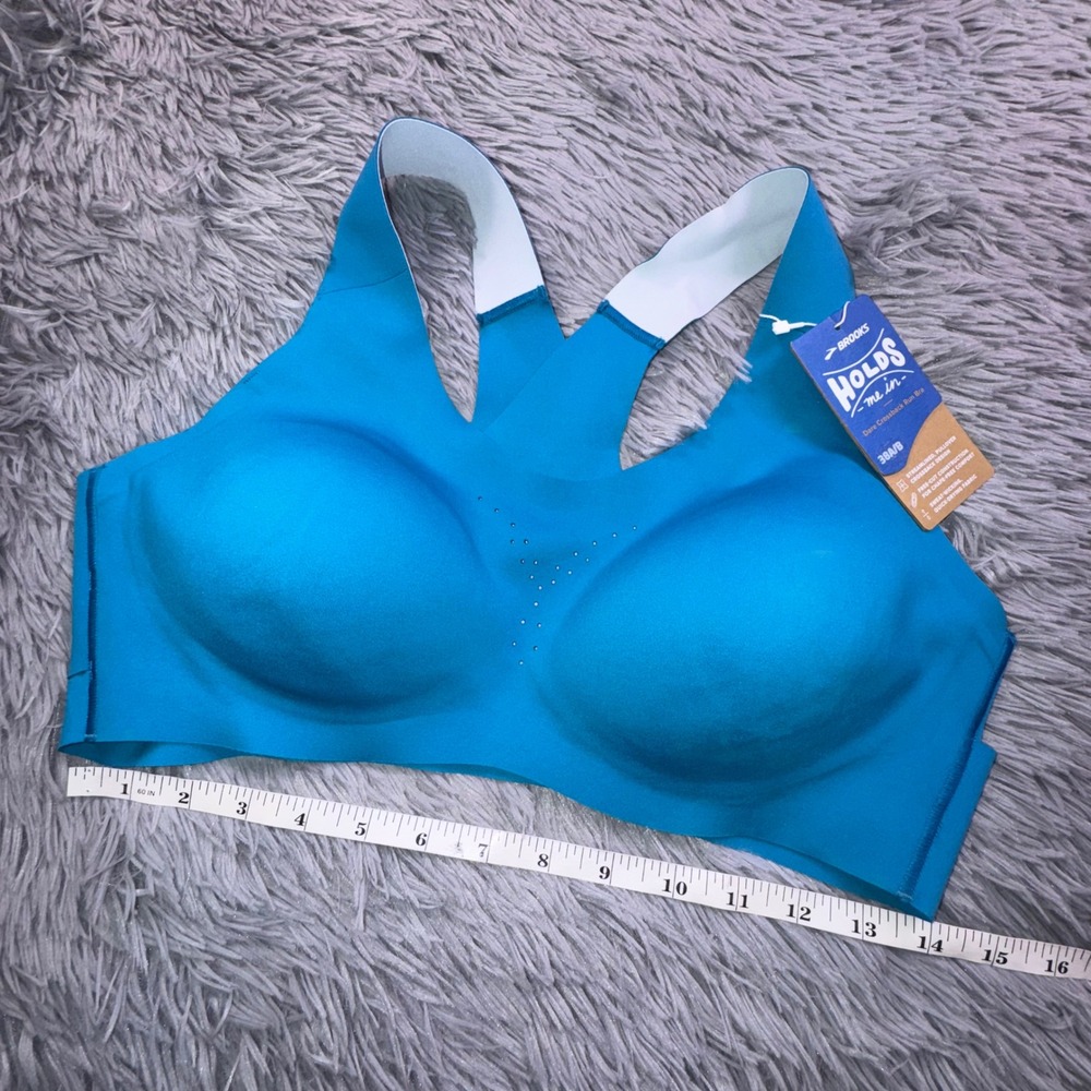 Brooks Bra Womens 38 A/B Dare Crossback Run Bra Sea Blue High Impact HOLDS me in - Picture 4 of 10